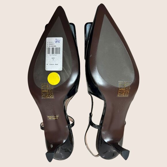 🖤 BIBI LOU ROBIN KITTEN HEELS BLACK PATENT LEATHER BUCKLE ANTHRO EU37 US7 NWT - Picture 7 of 8